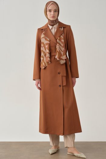 Garni Scarf Detailed Trench Coat - Taupe