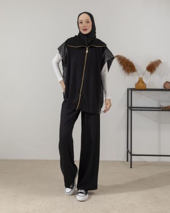 Black Suit with Vest Detail