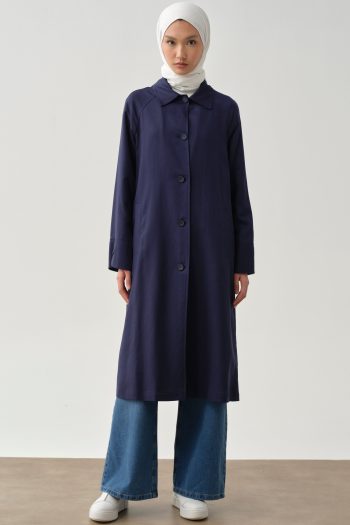 Wide Cuff Coat - Navy Blue