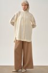 Pleated Trousers with Hidden Pockets - Beige