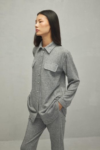 Soft Suit with Shirt Collar in Anthracite