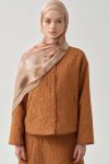 Grosgrain Piped Quilted Crop Jacket - Cinnamon