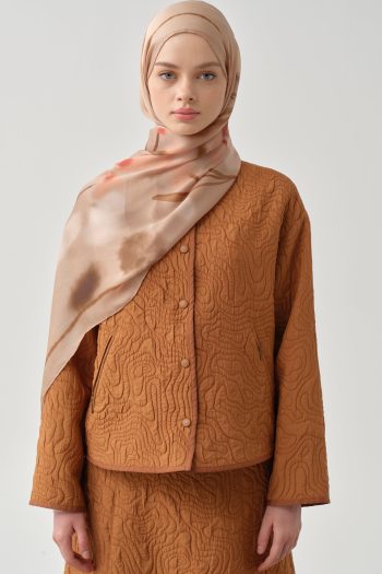 Grosgrain Piped Quilted Crop Jacket - Cinnamon