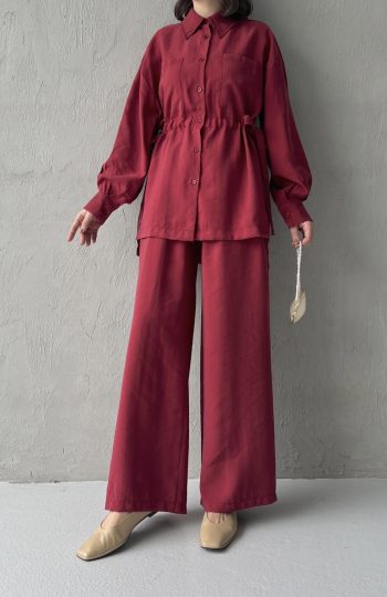 Two-Pocket Burgundy Linen Suit