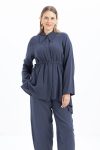 Indigo Asymmetric Cut Buttoned Shirt