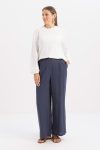 Indigo Pleated Wide-Leg Linen Trousers