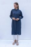 Indigo01 - Stone Buttoned Modal Shirt Tunic