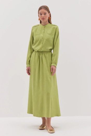 Jacquard Women's Suit in Avocado Green