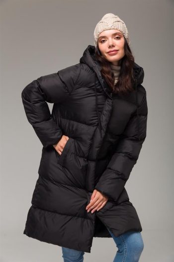 Black Hooded Zip-Up Puffer Jacket 6225