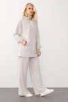 Cream Hooded Premium Fabric Sweatpants Set 7079-TK