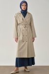 Kemerli Apoletli Trençkot - Bej