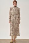 Belted Patterned Long Tunic - Mink