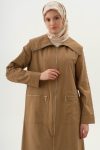 Embroidered and Pearl-Detailed Trench Coat - Camel