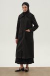 Embroidered and Pearl-Detailed Trench Coat - Black