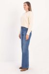 Dark Blue - 100% Cotton Flared Pants
