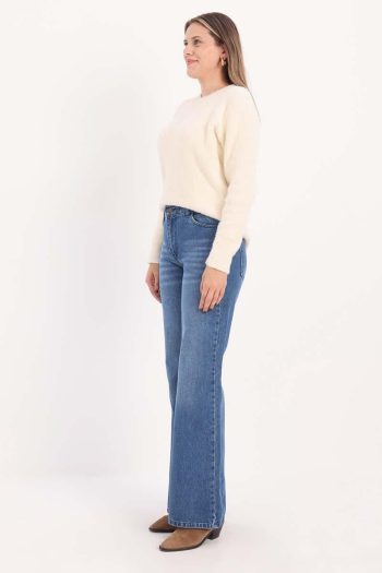 Dark Blue - 100% Cotton Flared Pants