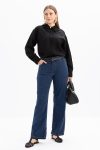 Dark Blue Wide-Leg Denim Trousers