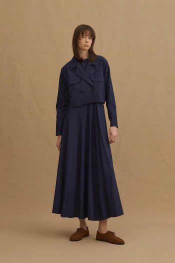 Navy Blue Crossover Jacket Dress Set