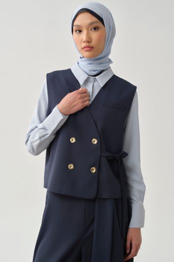 Crossover Mini Vest - Navy Blue