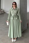 Belted Skirt Suit in Light Green 9348-TK