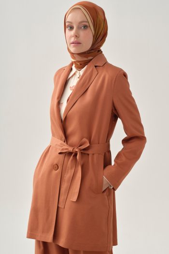 Belted Blazer Jacket - Terracotta
