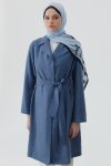 Belted Jacquard Jacket - Indigo