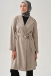 Belted Jacquard Jacket - Stone