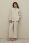 Eyelet Detail Pant Suit in Stone