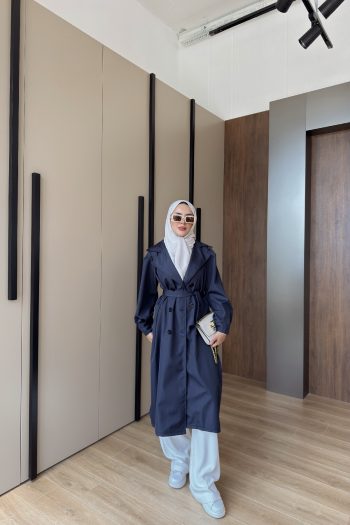 معطف ترينش لومينا باللون الأزرق الداكن