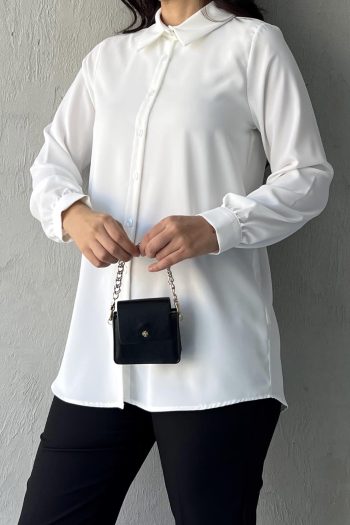 Embellished Collar Shirt in Ecru