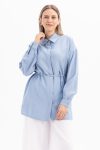 Blue Slim Belted Shirt Tunic