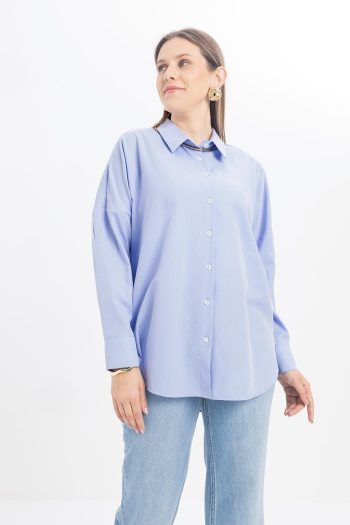 Blue Oversize Basic Shirt