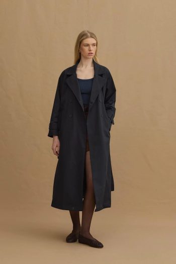 Maxi Trençkot Lacivert