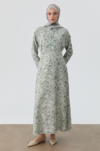 Multi Floral Pattern Bell Skirt - Mint