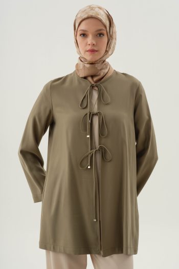 Front Tie Detail Kimono - Khaki