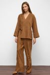 Front-Tie Faux Suede Kimono Set KAMEL 9366-TK