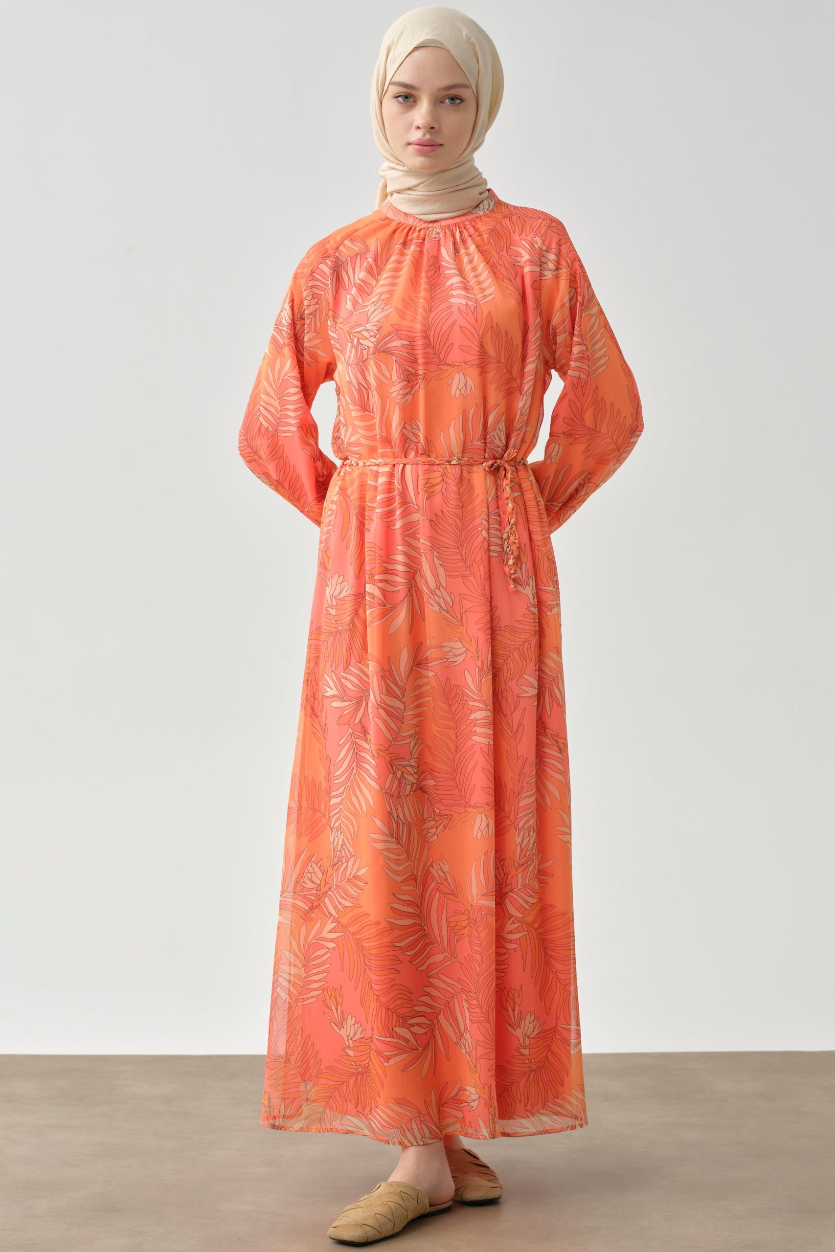 orgu-kemerli-desenli-sifon-elbise-oranj-95024.jpg