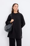 Oversized Side-Slit Sweatshirt in Black