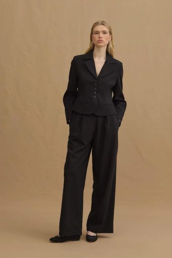 Pleated Detail Jacket in Black