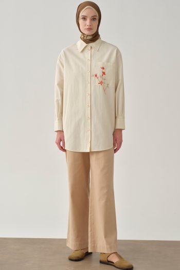 Pleated Detail Trousers - Beige