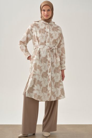 بنطلون واسع بطيات - لون المنك