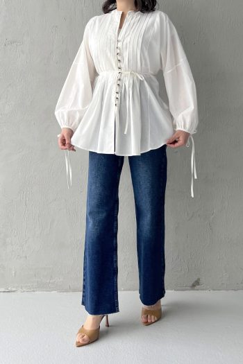 Pilili Buttoned Tunic in Ecru