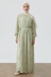 Belted Dress with Shawl Pattern - Mint