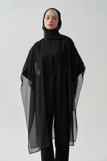 Chiffon Layered Tunic - Black