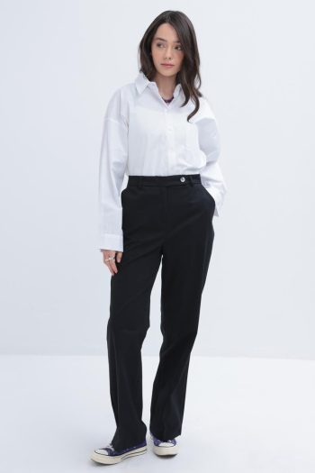 Siyah-Boru Paça Pantolon