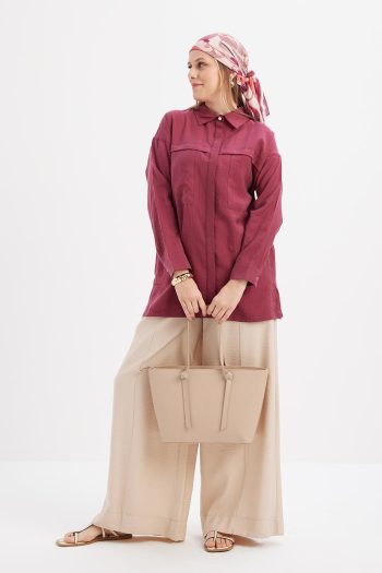 Cherry-Pocket Hidden Placket Shirt Tunic