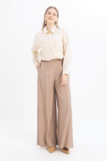 Mink Elastic Waist Wide Leg Pants
