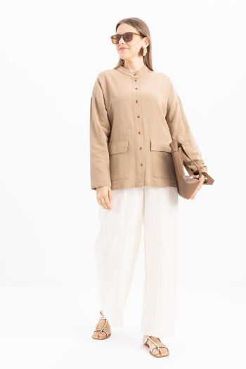 Mink-Large Pocket Linen Shirt
