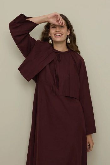 Burgundy Veil Jacket Dress Set