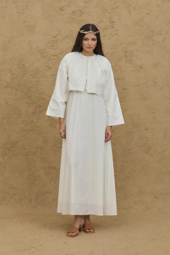 Ecru Voile Jacket Dress Set